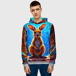 Толстовка-худи мужская Кенгуру в джунглях, цвет: 3D-меланж — фото 2