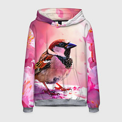 Толстовка-худи мужская Воробей в розовом, цвет: 3D-меланж