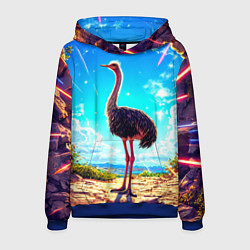 Толстовка-худи мужская Страус в пещере, цвет: 3D-синий