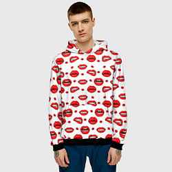 Толстовка-худи мужская Губной паттерн, цвет: 3D-черный — фото 2