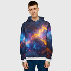 Толстовка-худи мужская Космическая текстура фон, цвет: 3D-белый — фото 2