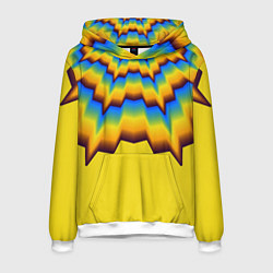 Толстовка-худи мужская Узоры на желтом, цвет: 3D-белый