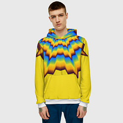 Толстовка-худи мужская Узоры на желтом, цвет: 3D-белый — фото 2