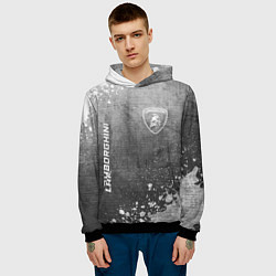 Толстовка-худи мужская Lamborghini - grey gradient вертикально, цвет: 3D-черный — фото 2