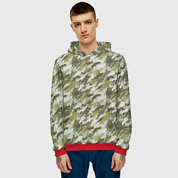 Толстовка-худи мужская Пиксельный камуфляж, цвет: 3D-красный — фото 2