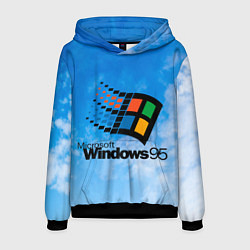 Толстовка-худи мужская Windows 95 logo, цвет: 3D-черный
