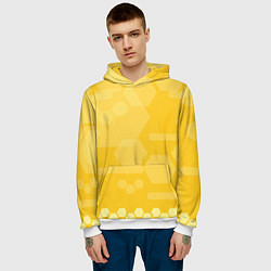 Толстовка-худи мужская Геометрические фигуры желтые, цвет: 3D-белый — фото 2