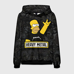 Толстовка-худи мужская Heavy metal Гомер симпсон, цвет: 3D-черный