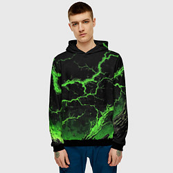 Толстовка-худи мужская Зеленая молния разлома, цвет: 3D-черный — фото 2