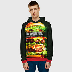 Толстовка-худи мужская Все дуреют с этого фастфуда, цвет: 3D-красный — фото 2