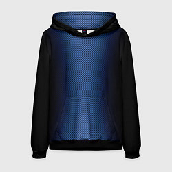 Толстовка-худи мужская Чёрно-синий градиент по центру текстура, цвет: 3D-черный