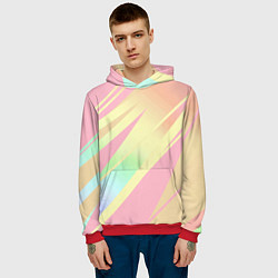 Толстовка-худи мужская Нежный розовый абстрактный, цвет: 3D-красный — фото 2