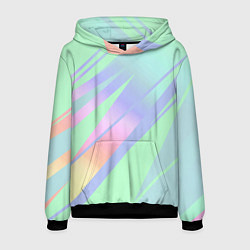 Толстовка-худи мужская Светлый зелёный мятный с полосами градиент, цвет: 3D-черный