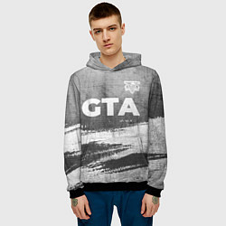 Толстовка-худи мужская GTA - grey gradient посередине, цвет: 3D-черный — фото 2