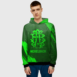 Толстовка-худи мужская Nickelback - green gradient, цвет: 3D-черный — фото 2