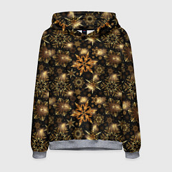 Толстовка-худи мужская Золотые снежинки, цвет: 3D-меланж
