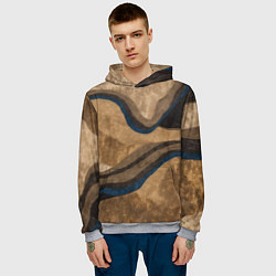 Толстовка-худи мужская Песочная абстракция, цвет: 3D-меланж — фото 2