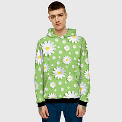 Толстовка-худи мужская Ромашки бумажные, цвет: 3D-черный — фото 2