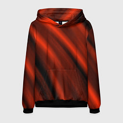 Толстовка-худи мужская Красно-оранжевый полосы текстурные с затемнением, цвет: 3D-черный
