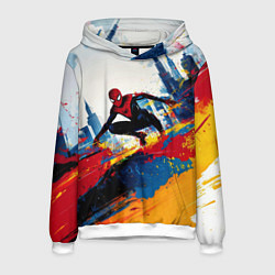 Толстовка-худи мужская Человек - паук и пролитая краска, цвет: 3D-белый