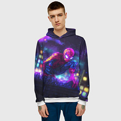 Толстовка-худи мужская Человек-паук неоновый свет, цвет: 3D-белый — фото 2