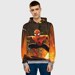 Толстовка-худи мужская Человек-паук пускает паутину, цвет: 3D-меланж — фото 2