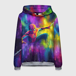 Толстовка-худи мужская Человек - паук радужные краски, цвет: 3D-меланж