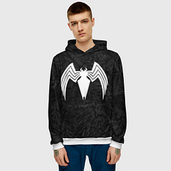Толстовка-худи мужская Знак венома с текстурой симбиота, цвет: 3D-белый — фото 2