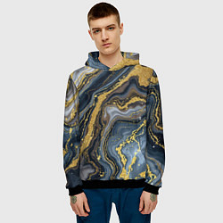 Толстовка-худи мужская Золотые диагонали, цвет: 3D-черный — фото 2