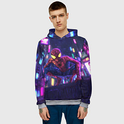 Толстовка-худи мужская Человек паук с желтыми глазами, цвет: 3D-меланж — фото 2