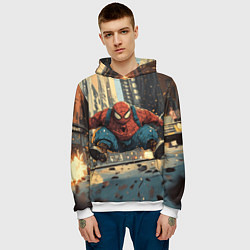 Толстовка-худи мужская Маленький толстый человек-паук, цвет: 3D-белый — фото 2