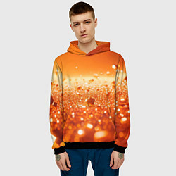 Толстовка-худи мужская Оранжевые блестящие частицы текстура, цвет: 3D-черный — фото 2