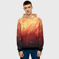 Толстовка-худи мужская Желто-красная текстура блестящая, цвет: 3D-черный — фото 2