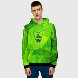 Толстовка-худи мужская Kuromi green poly, цвет: 3D-черный — фото 2