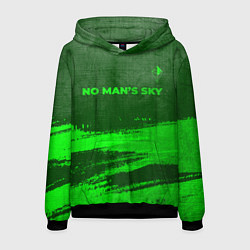 Толстовка-худи мужская No Mans Sky - green gradient посередине, цвет: 3D-черный