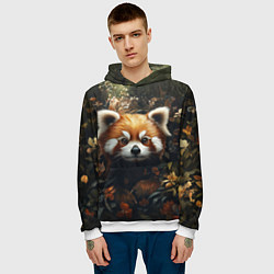 Толстовка-худи мужская Красная панда в лесной чаще, цвет: 3D-белый — фото 2