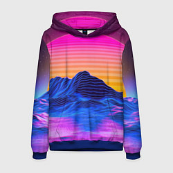 Толстовка-худи мужская Неоновый закат, цвет: 3D-синий