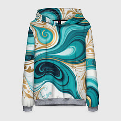 Толстовка-худи мужская Бирюза и золото, цвет: 3D-меланж