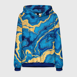 Толстовка-худи мужская Синий мрамор с золотом, цвет: 3D-синий