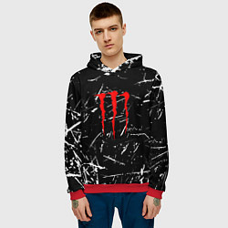 Толстовка-худи мужская Monster обрывки красок, цвет: 3D-красный — фото 2