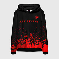 Толстовка-худи мужская AEK Athens - red gradient посередине, цвет: 3D-черный