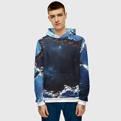 Толстовка-худи мужская Объемная дыра в стене текстура, цвет: 3D-белый — фото 2