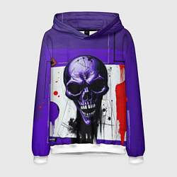 Толстовка-худи мужская Пурпурный зловещий череп, цвет: 3D-белый