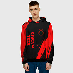 Толстовка-худи мужская Real Madrid - red gradient вертикально, цвет: 3D-черный — фото 2