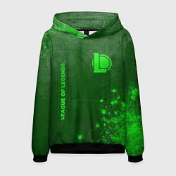 Толстовка-худи мужская League of Legends - green gradient вертикально, цвет: 3D-черный