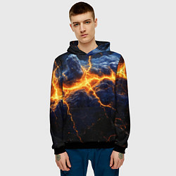 Толстовка-худи мужская Молнии в разбитом небе, цвет: 3D-черный — фото 2