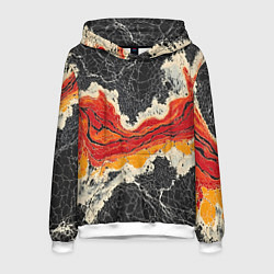 Толстовка-худи мужская Красно-черная потертая текстура, цвет: 3D-белый