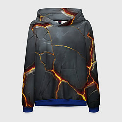 Толстовка-худи мужская Серая текстура с золотым изломом, цвет: 3D-синий