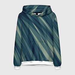 Толстовка-худи мужская Зеленовато-синий полосы, цвет: 3D-белый