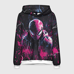 Толстовка-худи мужская Человек-паук и розовая краска, цвет: 3D-белый